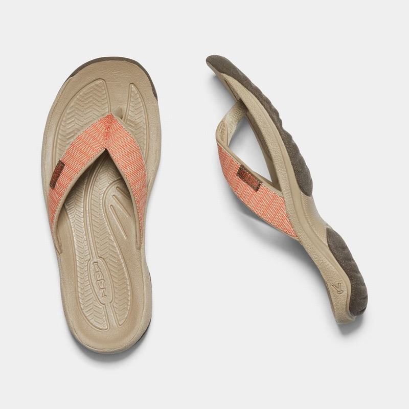 Cheap Keen Kona Flip II Womens Flip Flops Orange/Khaki NZ (3712-HRFXU)